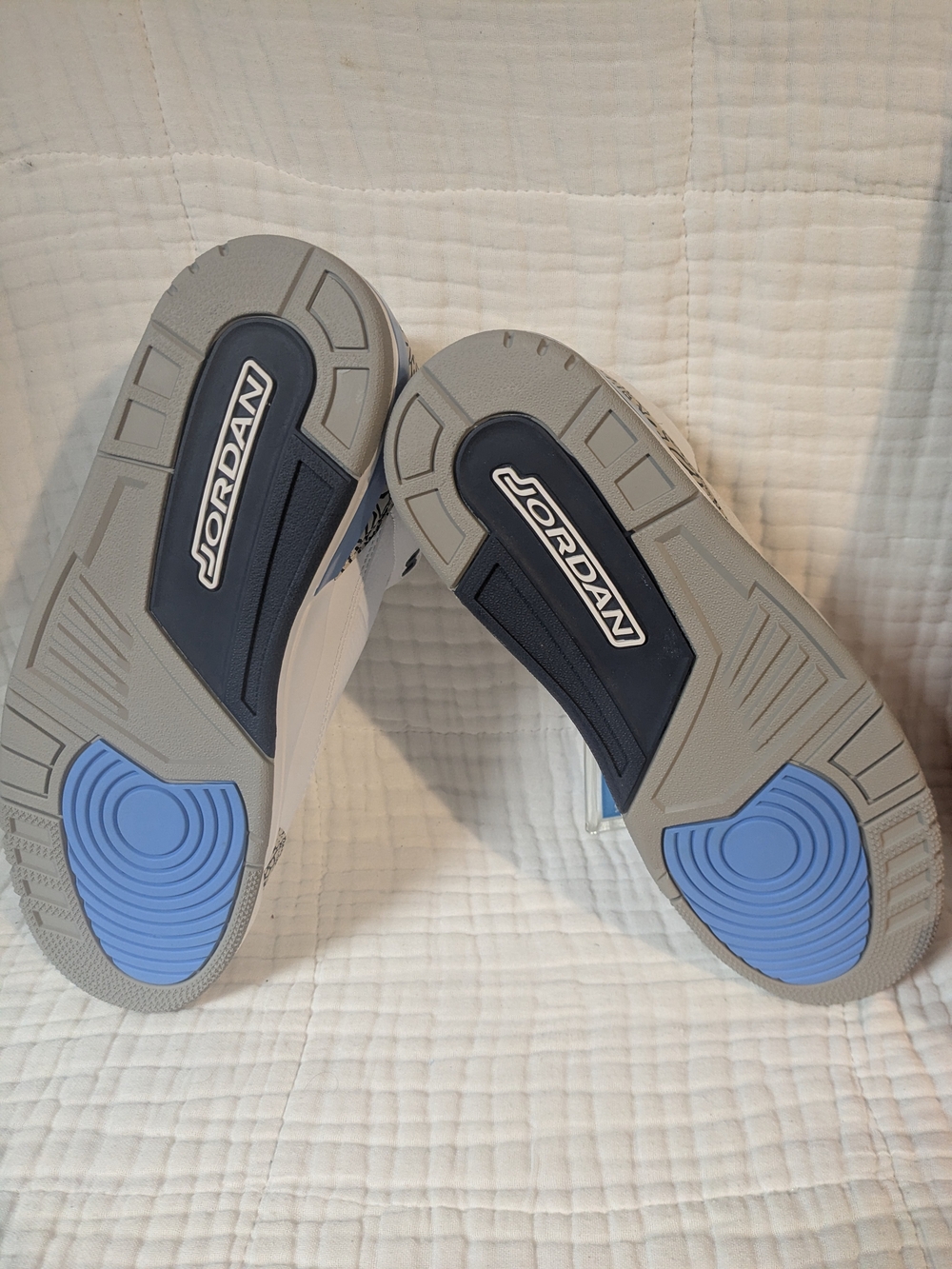 Nike White and University Blue Retro Basketball Sneakers with Elephant Print - Picture 2 of 5